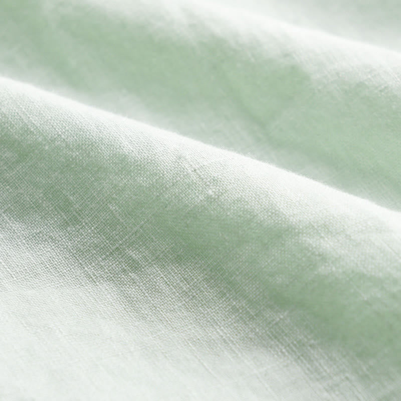 Camisa de lino puro de manga larga con botones y solapa de color liso para hombre de Buddha Stones - image 8