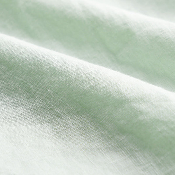 Camisa de lino puro de manga larga con botones y solapa de color liso para hombre de Buddha Stones - image 8