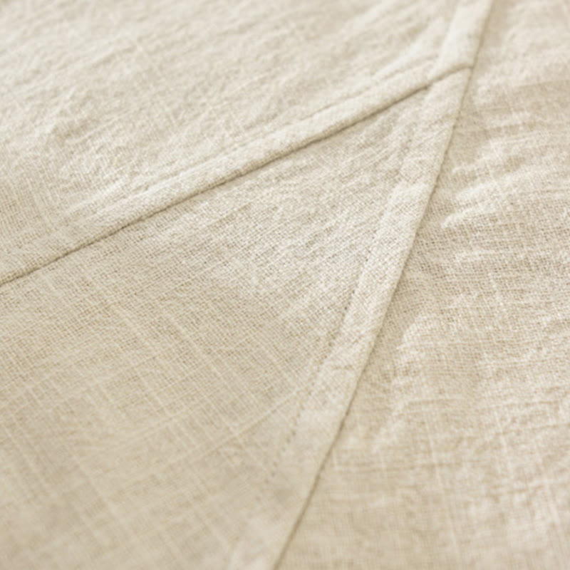 Camisa de manga larga con solapa y bolsillos de algodón ramio liso de otoño para hombre de Buddha Stones - image 3