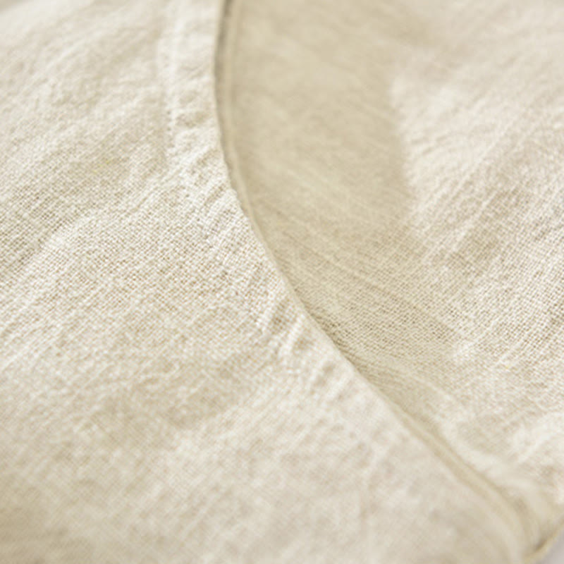 Camisa de manga larga con solapa y bolsillos de algodón ramio liso de otoño para hombre de Buddha Stones - image 2