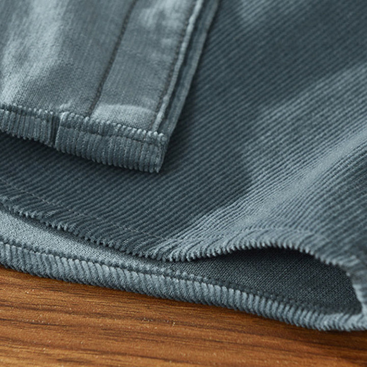 Chaqueta de pana de algodón puro con botones lisos de manga larga para hombre, con bolsillo, de Buddha Stones Daily - image 5