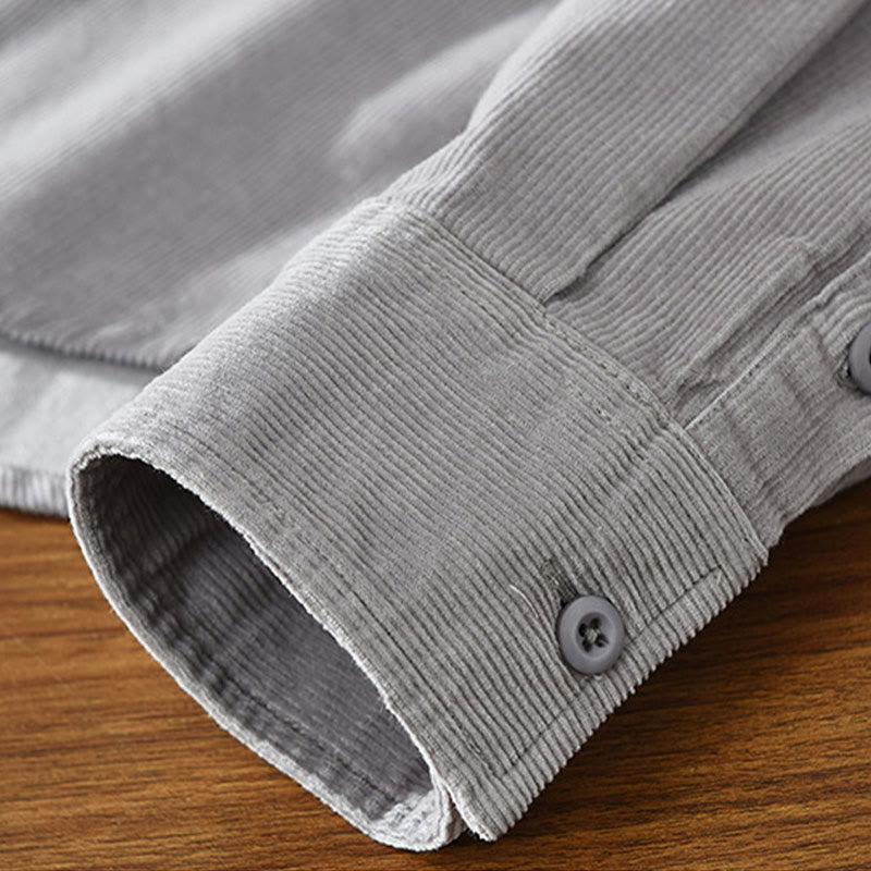 Chaqueta de pana de algodón puro con botones lisos de manga larga para hombre, con bolsillo, de Buddha Stones Daily - image 16