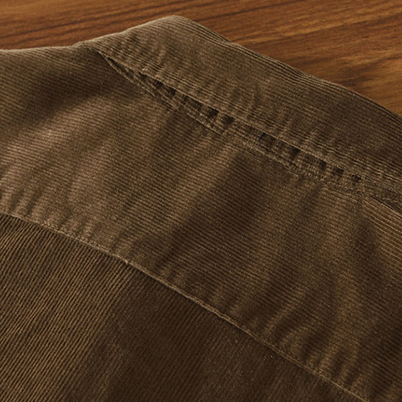 Chaqueta de pana de algodón puro con botones lisos de manga larga para hombre, con bolsillo, de Buddha Stones Daily - image 21