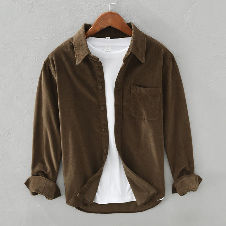 Chaqueta de pana de algodón puro con botones lisos de manga larga para hombre, con bolsillo, de Buddha Stones Daily - SaddleBrown - US/UK/AU42, EU52 (3XL) - image 19