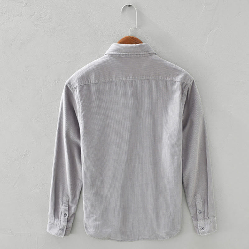 Chaqueta de pana de algodón puro con botones lisos de manga larga para hombre, con bolsillo, de Buddha Stones Daily - image 11