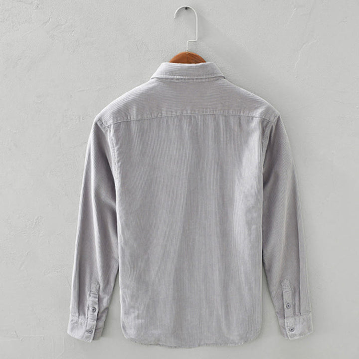 Chaqueta de pana de algodón puro con botones lisos de manga larga para hombre, con bolsillo, de Buddha Stones Daily - image 11