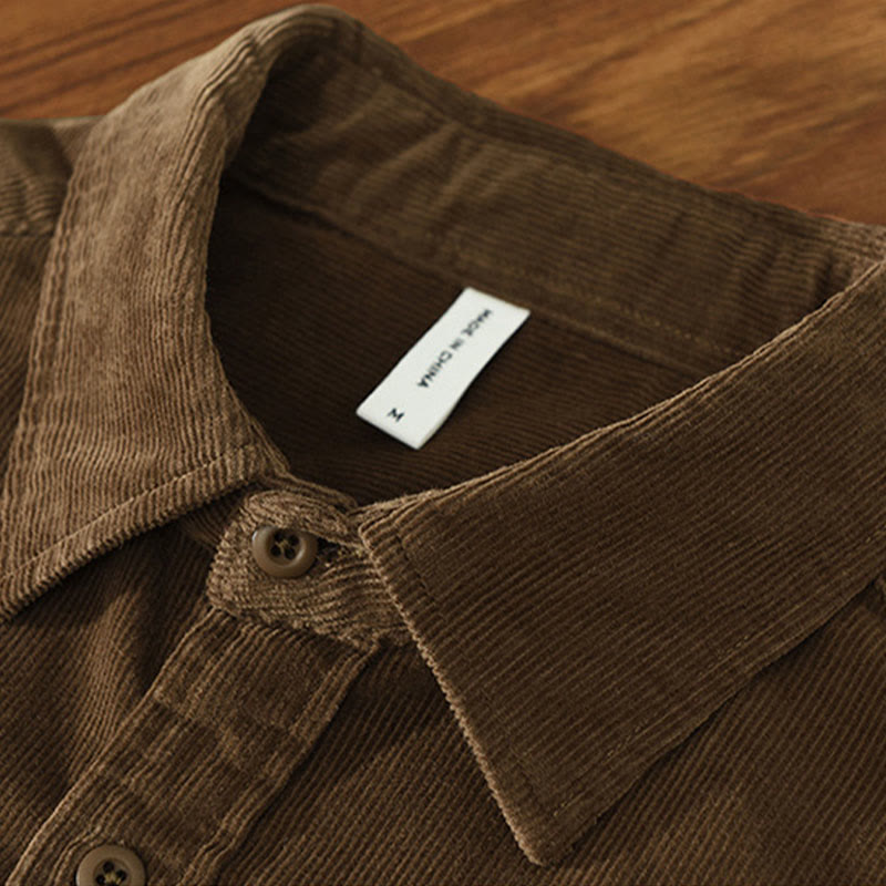 Chaqueta de pana de algodón puro con botones lisos de manga larga para hombre, con bolsillo, de Buddha Stones Daily - image 20