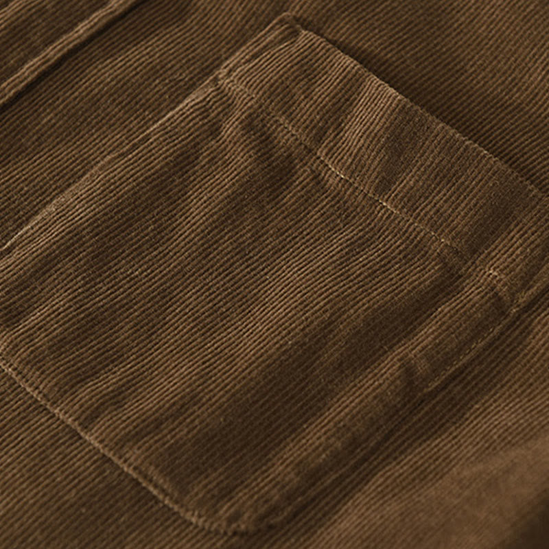 Chaqueta de pana de algodón puro con botones lisos de manga larga para hombre, con bolsillo, de Buddha Stones Daily - image 22