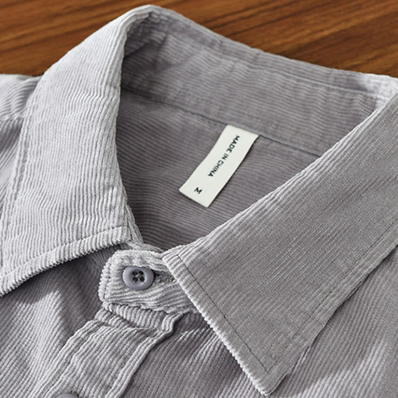 Chaqueta de pana de algodón puro con botones lisos de manga larga para hombre, con bolsillo, de Buddha Stones Daily - image 12