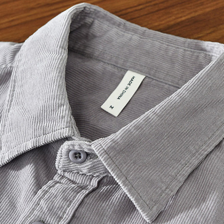 Chaqueta de pana de algodón puro con botones lisos de manga larga para hombre, con bolsillo, de Buddha Stones Daily - image 12