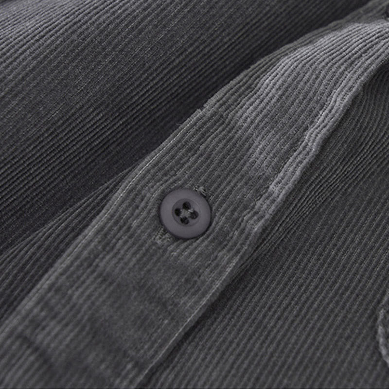 Chaqueta de pana de algodón puro con botones lisos de manga larga para hombre, con bolsillo, de Buddha Stones Daily - image 8