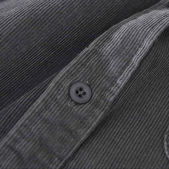 Chaqueta de pana de algodón puro con botones lisos de manga larga para hombre, con bolsillo, de Buddha Stones Daily - image 8