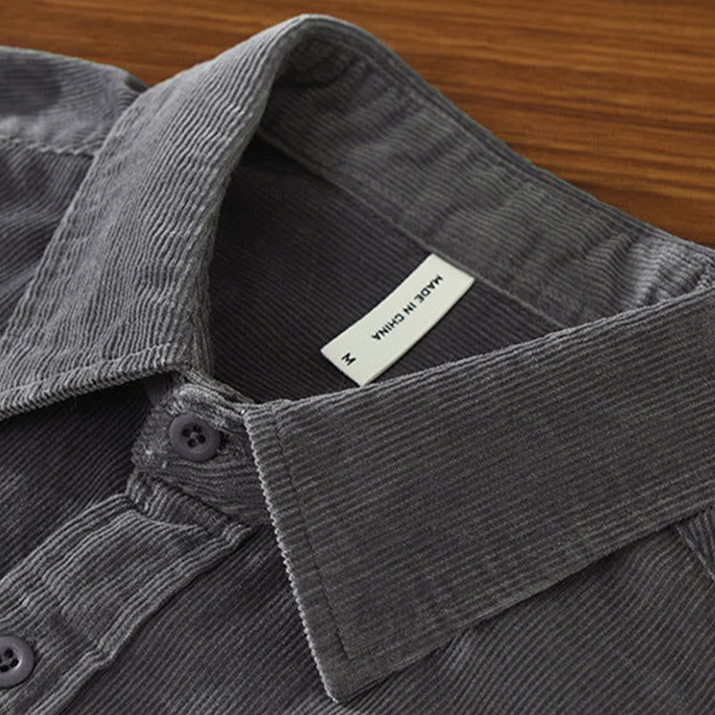 Chaqueta de pana de algodón puro con botones lisos de manga larga para hombre, con bolsillo, de Buddha Stones Daily - image 7