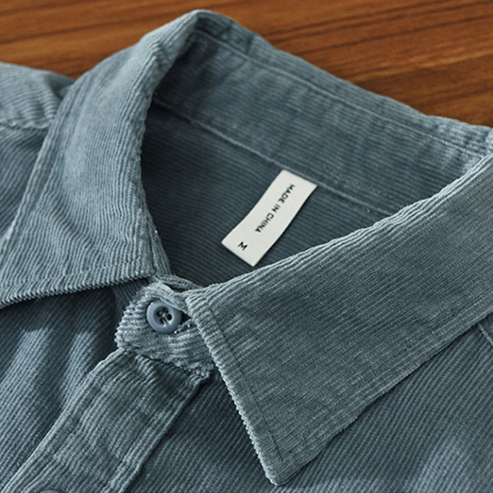 Chaqueta de pana de algodón puro con botones lisos de manga larga para hombre, con bolsillo, de Buddha Stones Daily - image 2