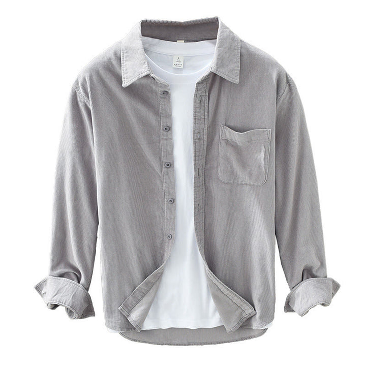 Chaqueta de pana de algodón puro con botones lisos de manga larga para hombre, con bolsillo, de Buddha Stones Daily - image 18