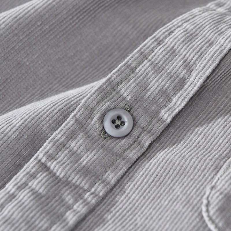 Chaqueta de pana de algodón puro con botones lisos de manga larga para hombre, con bolsillo, de Buddha Stones Daily - image 14
