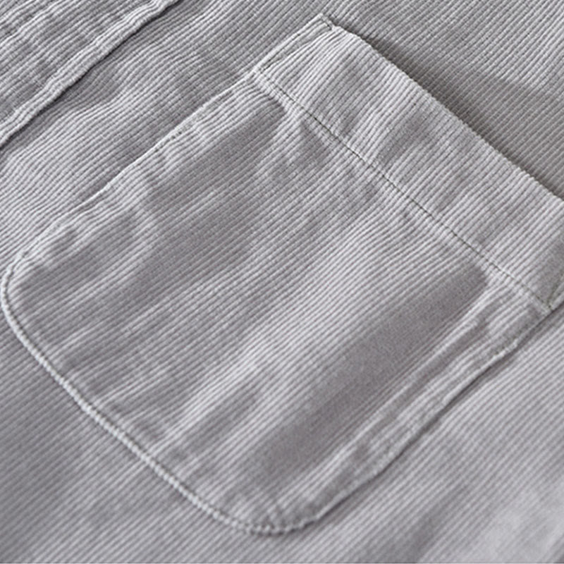 Chaqueta de pana de algodón puro con botones lisos de manga larga para hombre, con bolsillo, de Buddha Stones Daily - image 13