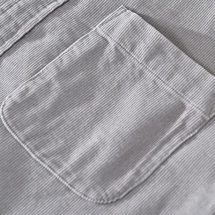 Chaqueta de pana de algodón puro con botones lisos de manga larga para hombre, con bolsillo, de Buddha Stones Daily - image 13