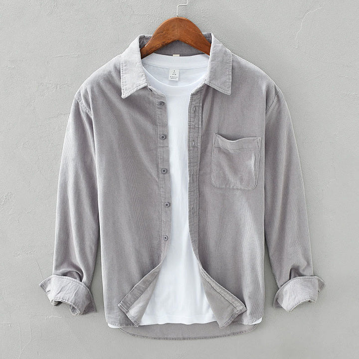 Chaqueta de pana de algodón puro con botones lisos de manga larga para hombre, con bolsillo, de Buddha Stones Daily - Gris oscuro - US/UK/AU42, EU52 (3XL) - image 10