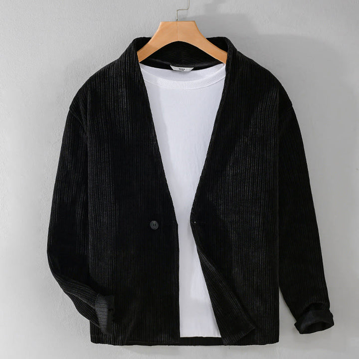 Chaqueta de manga larga para hombre con cuello en V y textura acanalada sencilla Buddha Stones Commute - Negro - US/UK/AU42, EU52 (3XL) - image 13