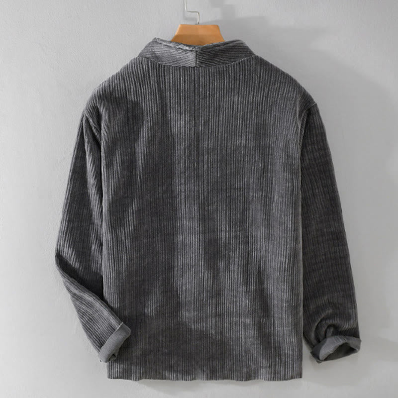 Chaqueta de manga larga para hombre con cuello en V y textura acanalada sencilla Buddha Stones Commute - image 2