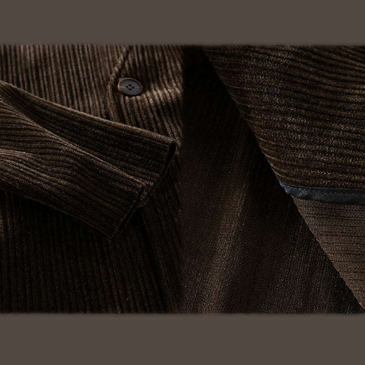 Chaqueta de manga larga para hombre con cuello en V y textura acanalada sencilla Buddha Stones Commute - image 11