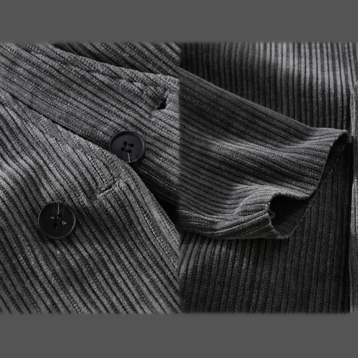 Chaqueta de manga larga para hombre con cuello en V y textura acanalada sencilla Buddha Stones Commute - image 6