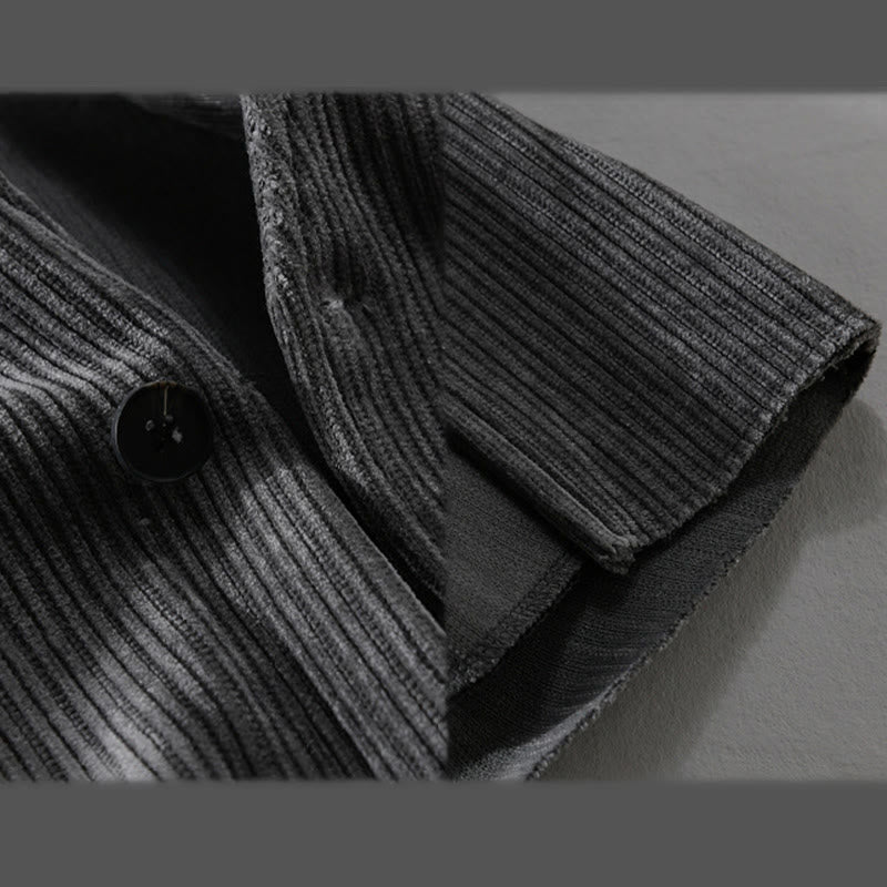 Chaqueta de manga larga para hombre con cuello en V y textura acanalada sencilla Buddha Stones Commute - image 4