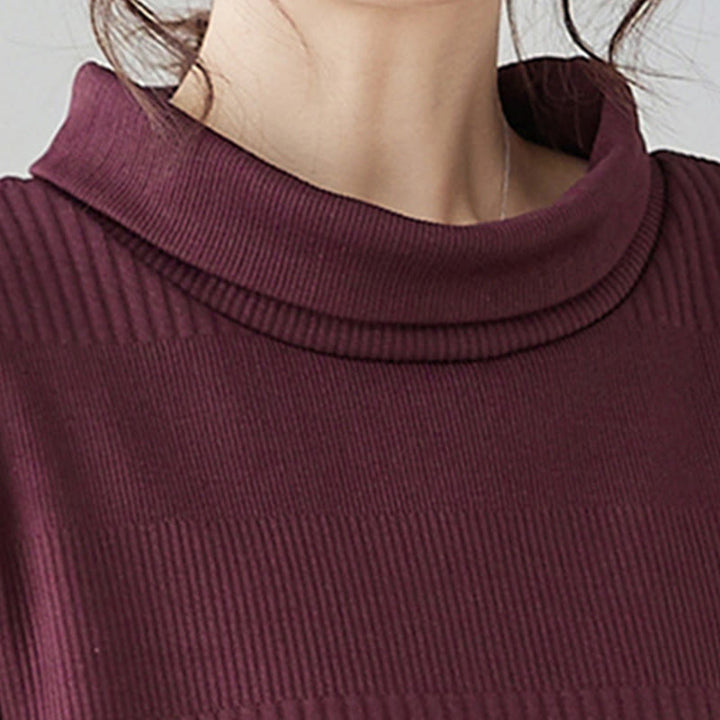 Vestido midi de invierno con diseño de dobladillo irregular, cuello alto, manga larga y bolsillos de Buddha Stones - image 6