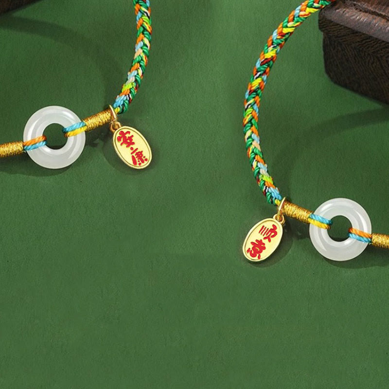 Pulsera de cuerda colorida de plata de ley 925 con Buddha Stones, hecha a mano, con hebilla de paz y jade para la prosperidad. - image 12