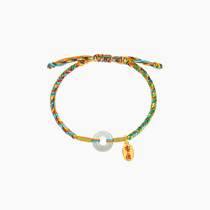 Pulsera de cuerda colorida de plata de ley 925 con Buddha Stones, hecha a mano, con hebilla de paz y jade para la prosperidad. - Estilo infantil (circunferencia de la muñeca 11-13 cm) - image 7