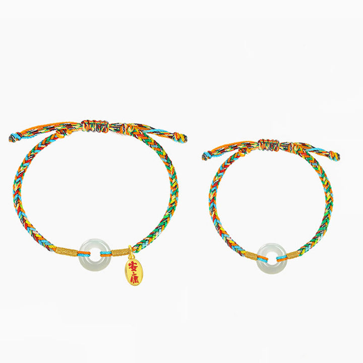 Pulsera de cuerda colorida de plata de ley 925 con Buddha Stones, hecha a mano, con hebilla de paz y jade para la prosperidad. - image 8