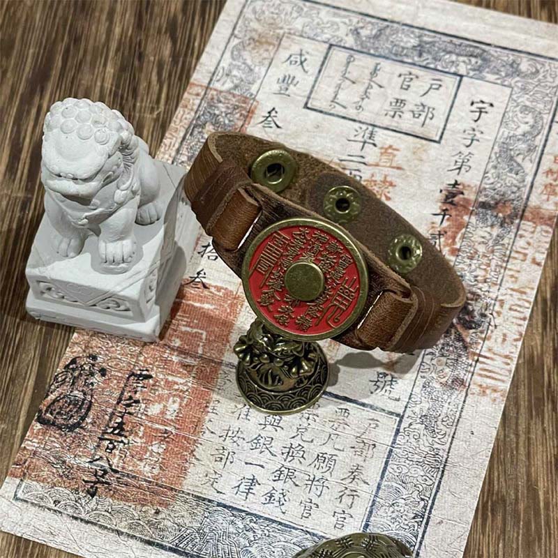 Pulsera de cuero con Buddha Stones, montaña de cinabrio, fantasmas, gastar dinero y bendición  - image 2