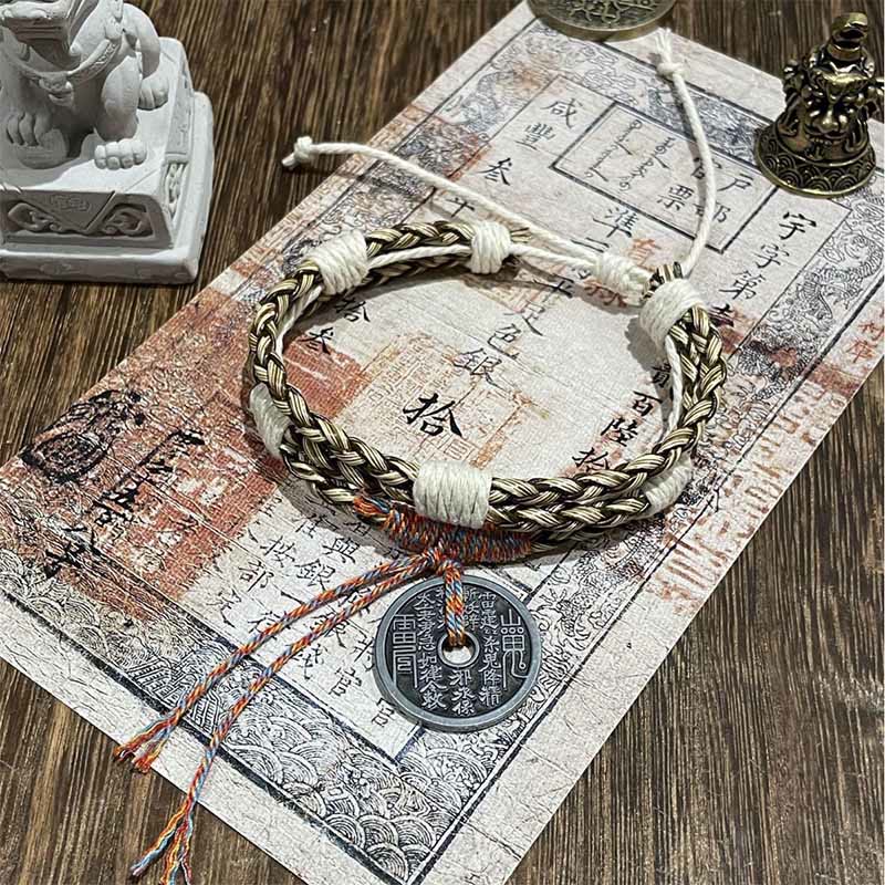 Pulsera trenzada de cuerda colorida con múltiples capas de Buddha Stones y fantasmas de montaña que gastan dinero  - Los fantasmas de la Montaña Gris gastan dinero (circunferencia de la muñeca: 15-19 cm) - image 3