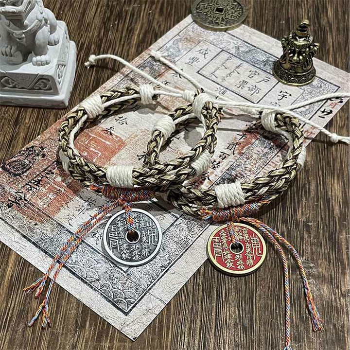 Pulsera trenzada de cuerda colorida con múltiples capas de Buddha Stones y fantasmas de montaña que gastan dinero  - image 5
