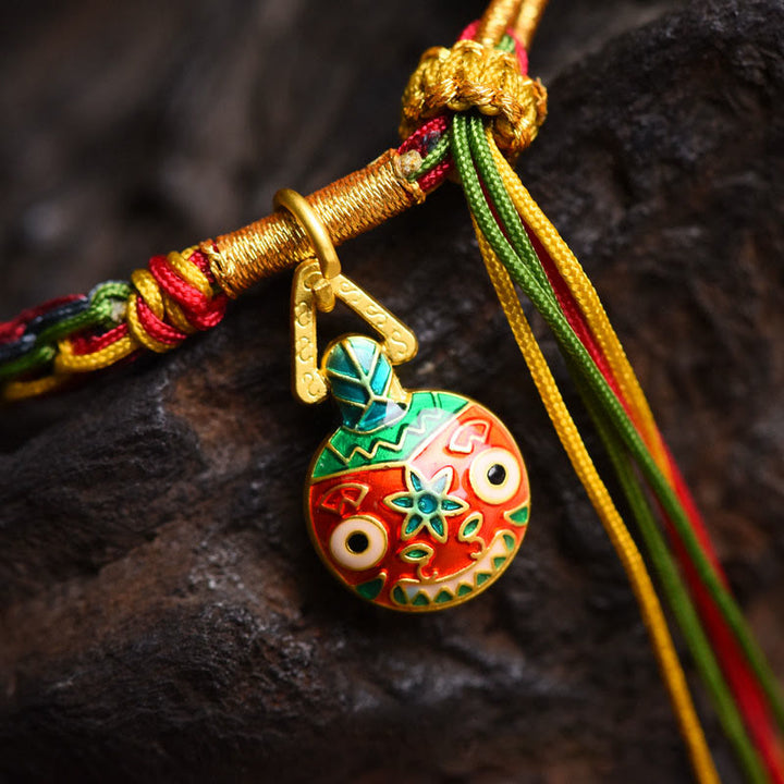 Pulsera trenzada de hilo colorido con nudo de la suerte familiar, con Buddha Stones, oro tibetano y bestia tragadora - image 8