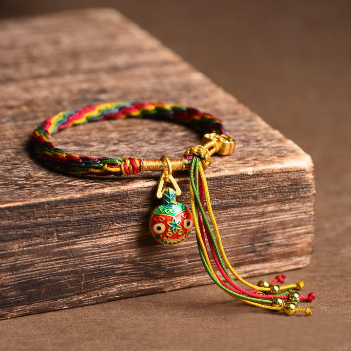 Pulsera trenzada de hilo colorido con nudo de la suerte familiar, con Buddha Stones, oro tibetano y bestia tragadora - Madre Bestia Devoradora de Oro (Circunferencia de la muñeca: 15-23 cm) - image 7