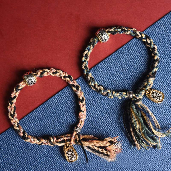 Pulsera de cuerda con zakiram tallado con Om Mani Padme Hum del Tíbet y Buddha Stones - image 8