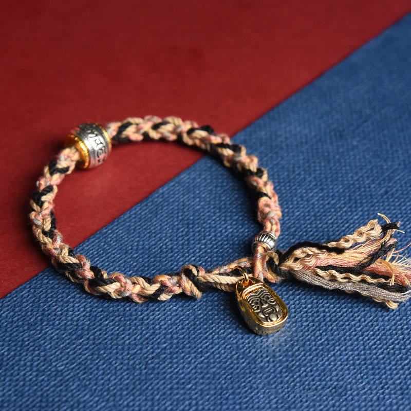 Pulsera de cuerda con zakiram tallado con Om Mani Padme Hum del Tíbet y Buddha Stones - image 5