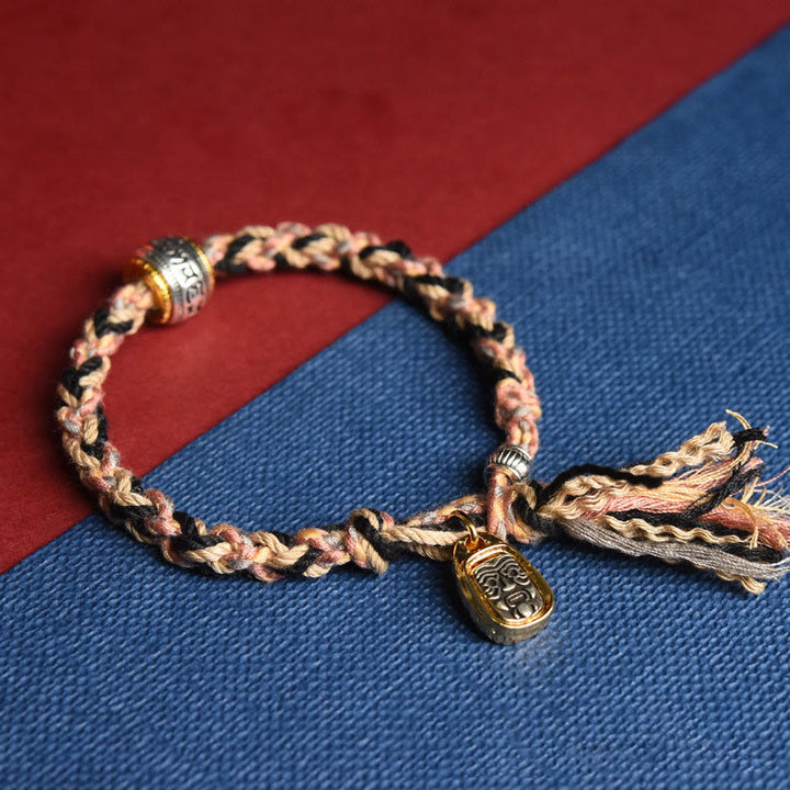 Pulsera de cuerda con zakiram tallado con Om Mani Padme Hum del Tíbet y Buddha Stones - image 5