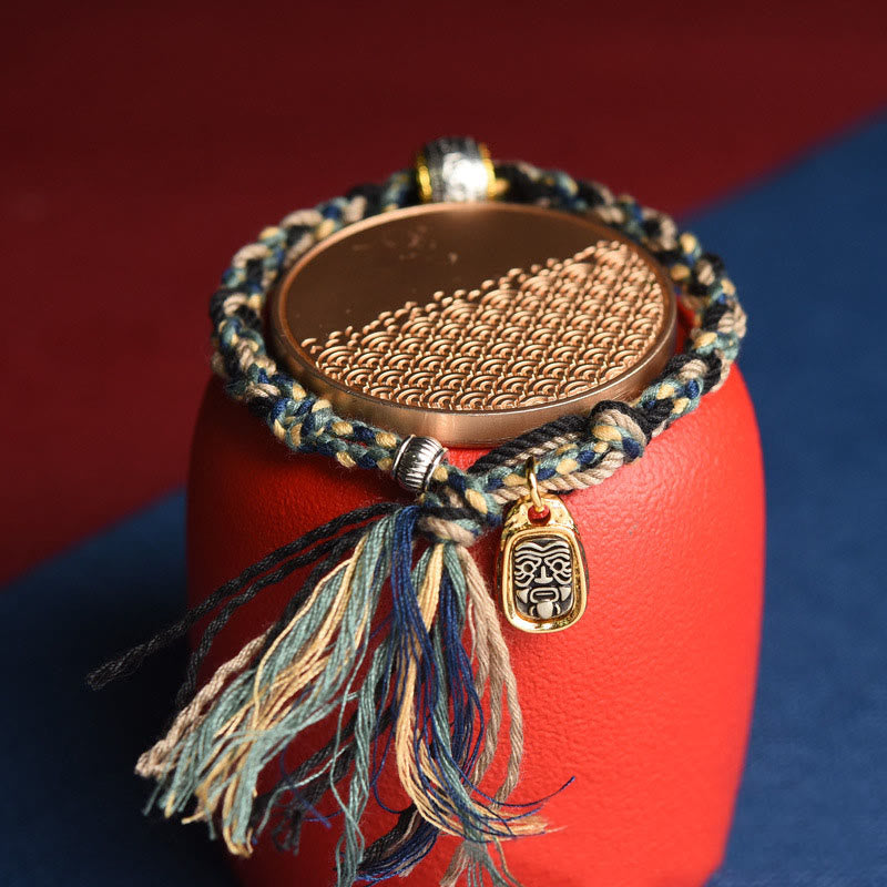 Pulsera de cuerda con zakiram tallado con Om Mani Padme Hum del Tíbet y Buddha Stones - image 1