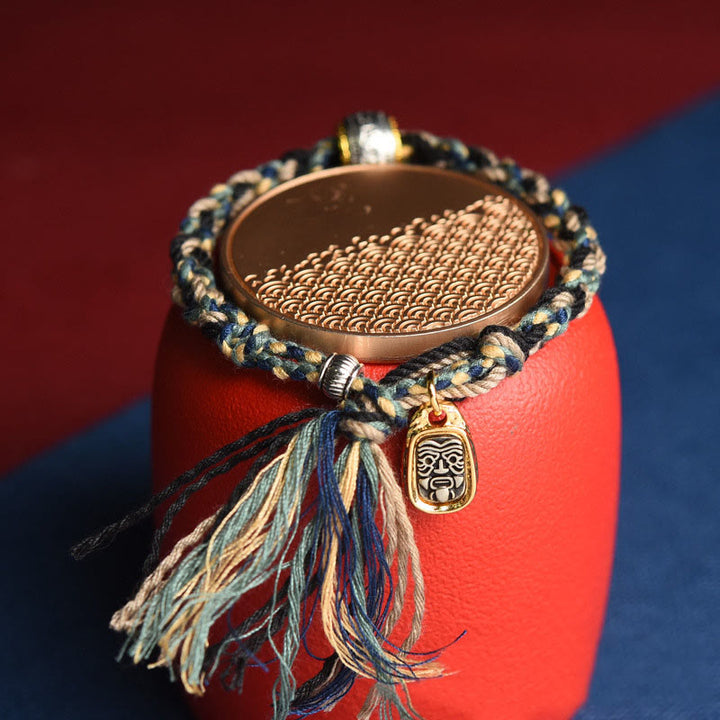 Pulsera de cuerda con zakiram tallado con Om Mani Padme Hum del Tíbet y Buddha Stones - image 1