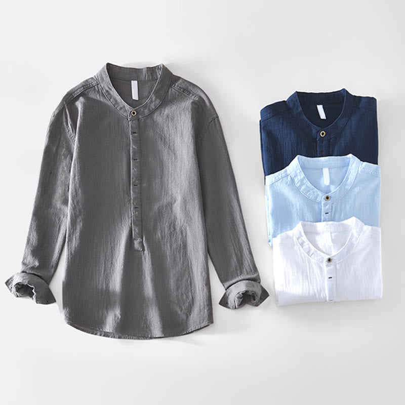 Camisas de algodón para hombre de manga larga, con medio botón y estampado de Buddha Stones, primavera y otoño - image 4