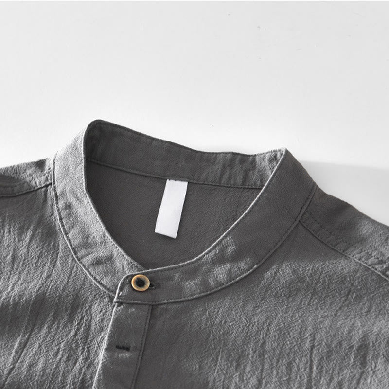 Camisas de algodón para hombre de manga larga, con medio botón y estampado de Buddha Stones, primavera y otoño - image 15