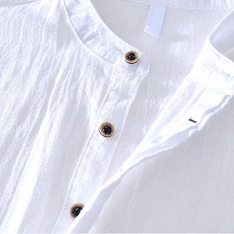 Camisas de algodón para hombre de manga larga, con medio botón y estampado de Buddha Stones, primavera y otoño - image 6