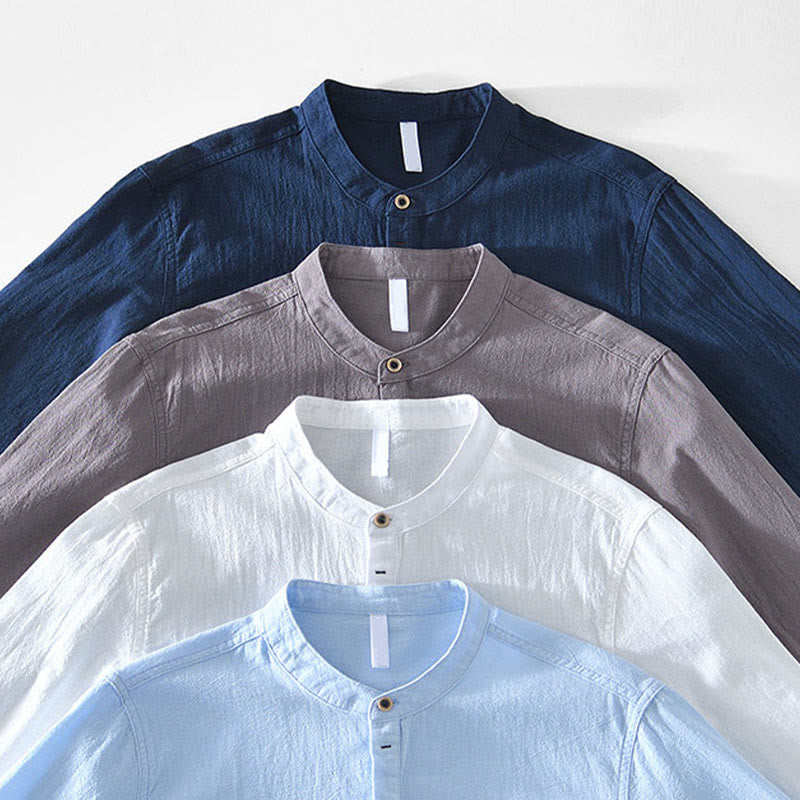 Camisas de algodón para hombre de manga larga, con medio botón y estampado de Buddha Stones, primavera y otoño - image 9