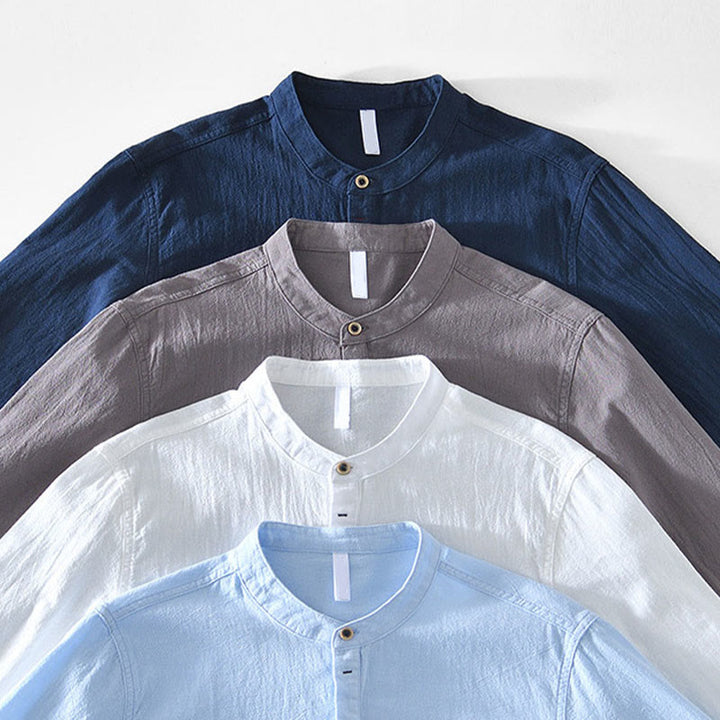 Camisas de algodón para hombre de manga larga, con medio botón y estampado de Buddha Stones, primavera y otoño - image 9