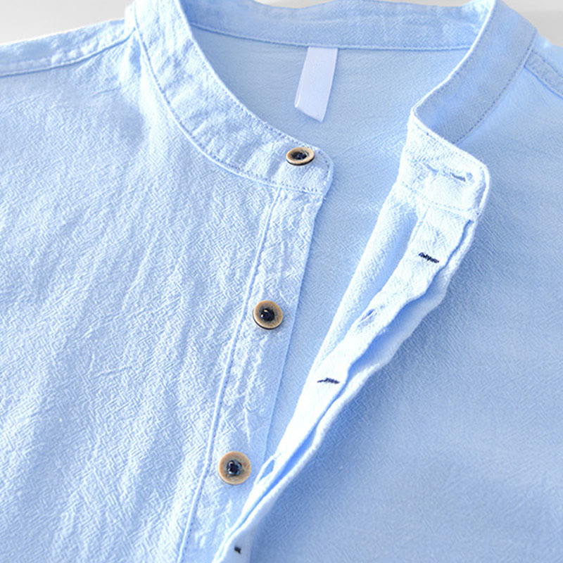 Camisas de algodón para hombre de manga larga, con medio botón y estampado de Buddha Stones, primavera y otoño - image 19