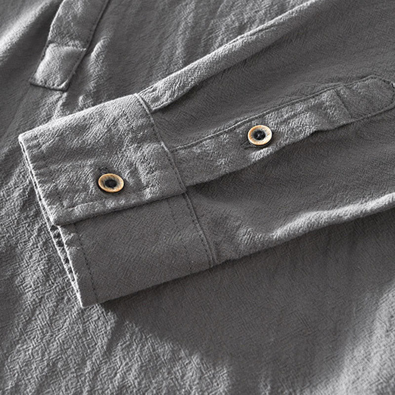 Camisas de algodón para hombre de manga larga, con medio botón y estampado de Buddha Stones, primavera y otoño - image 14