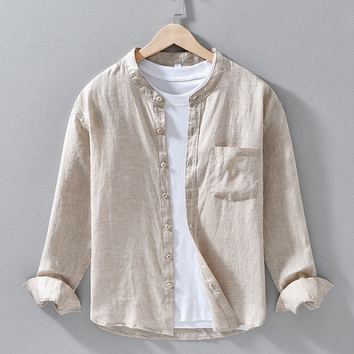 Camisas de lino para hombre con diseño sencillo de botones y manga larga con Buddha Stones en otoño - Lino - US/UK/AU42, EU52 (3XL) - image 0